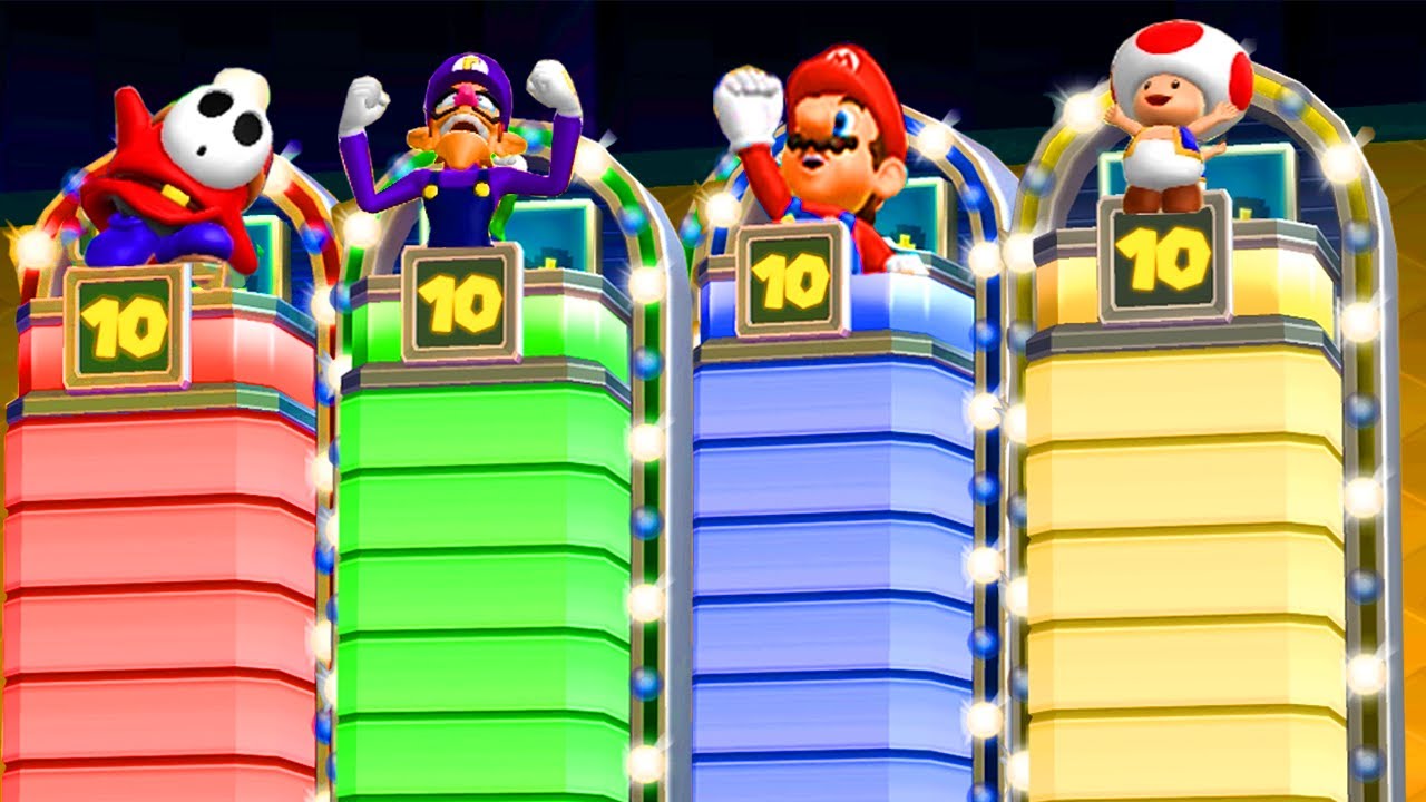 Mario Party 9 Minigames - Mario vs Shy Guy vs Waluigi vs Toad
