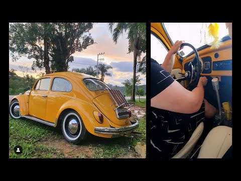 Woman Cranking 1977 VW Beetle Fusca after hibernation | Volkswagen Pedal Pumping Coldstart