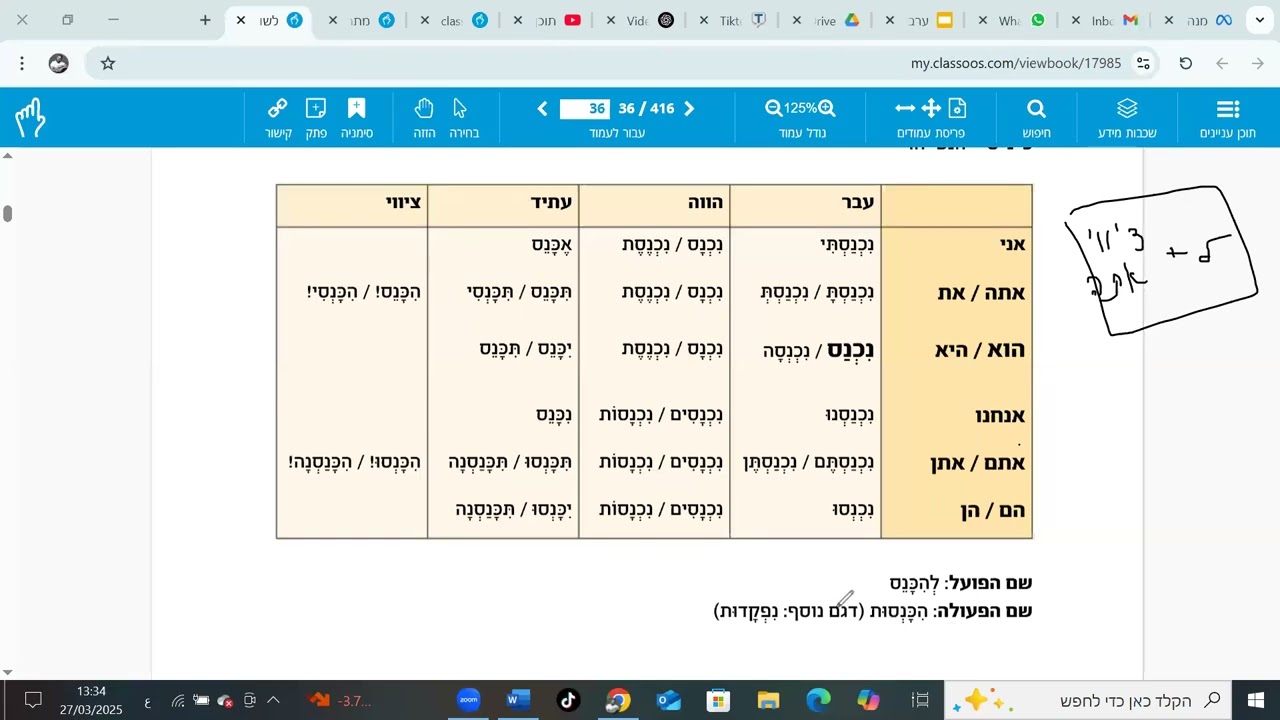 شرح قواعد בניין נפעל في اللغة العبرية 📘 | لطلاب الصف السابع والثامن حسب المنهاج الرسمي
