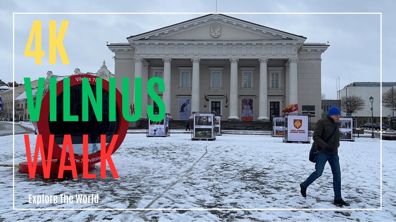 【4K】 Lithuania Vilnius Winter Walk - UNECO Old Town Streets with Captions 1/2