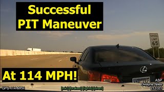 Arkansas State Police successful PIT maneuver at 114 MPH. Driver runs from traffic stop - Flips car