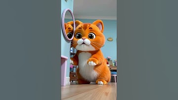 Cat vs Its Own Reflection! 🪞🐾 #aianimation #entertaininganimals #catanimation #cat #cute #catchef