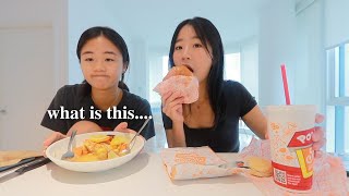 SWAPPING DIETS with my younger sister for 24 HOURS!