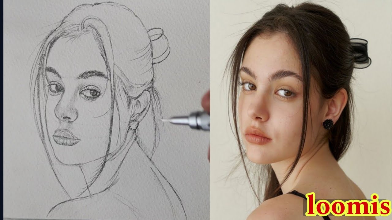How To Draw a Beautiful Girl Portrait Face Using The Loomis Method ...