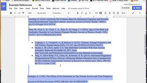 Formatting APA References page on a Google Doc