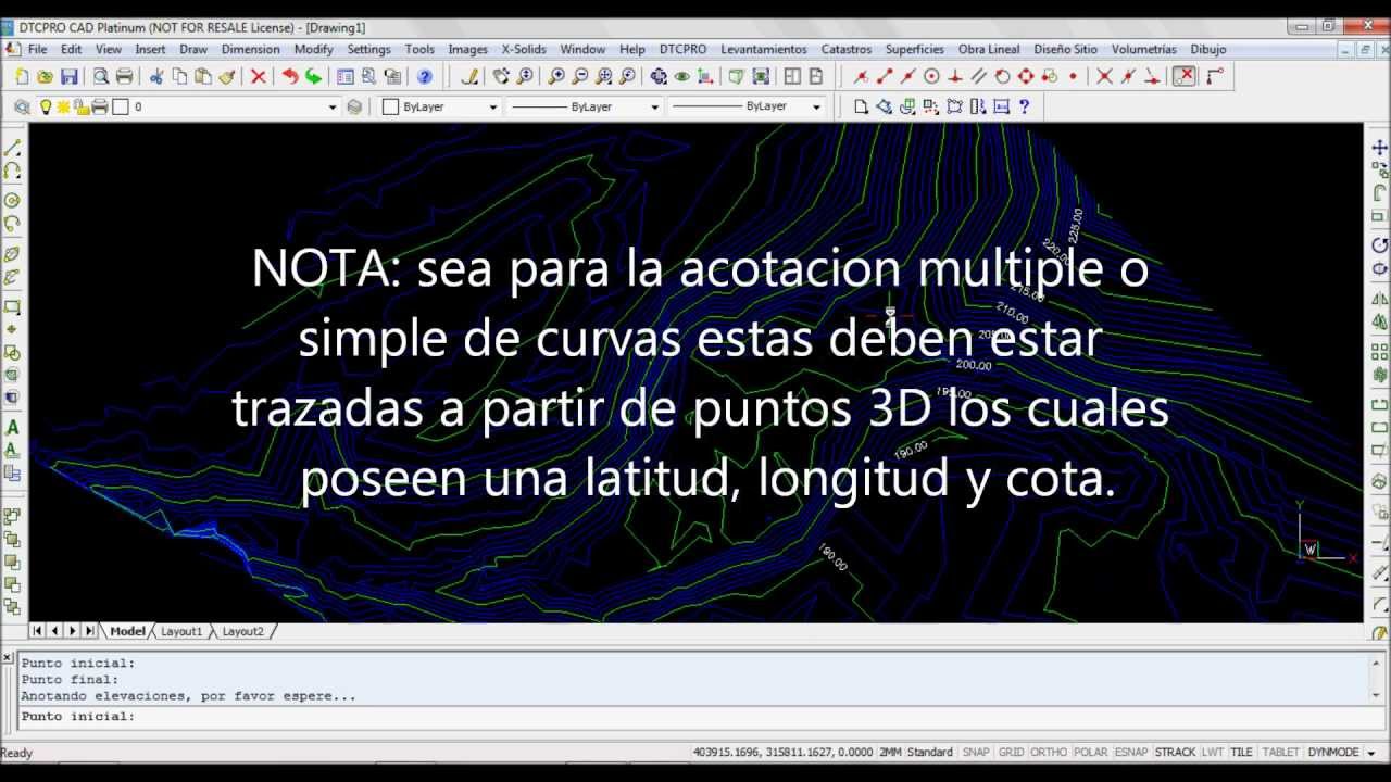 ANOTACION MULTIPLE DE CURVAS DE NIVEL EN DTCPRO