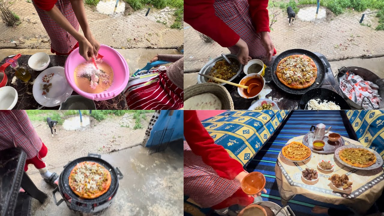 اليوم قيت احسن بيتزا🍕 حدا الدار وطحت علينا الشتاء🌧️😅