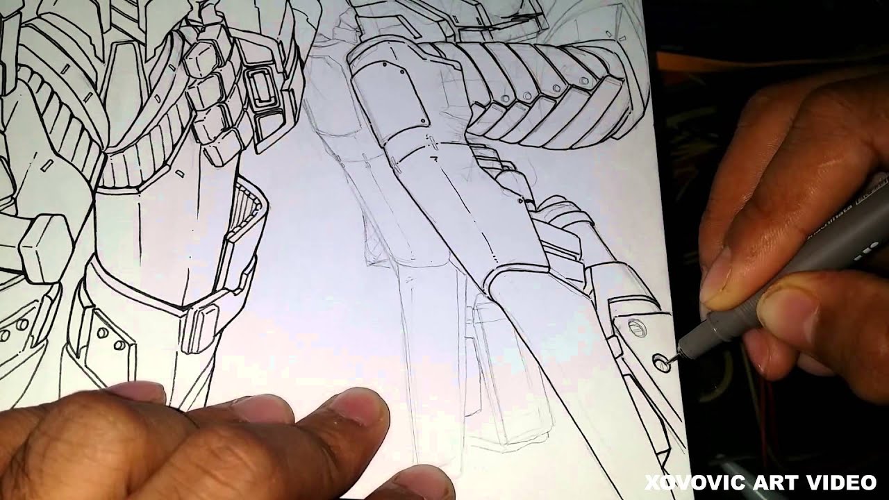 [TIMELAPSE] inking process of my Armored Assassin