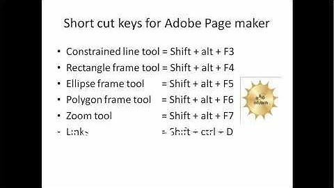 72 Short cut keys of adobe page maker