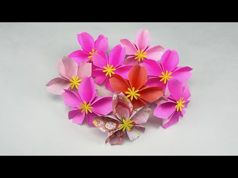 桜の花の折り方 🌸 簡単！春の壁面飾りやプレゼントに | Origami