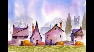 Quirky House scene, watercolour tutorial by Mike Jackson