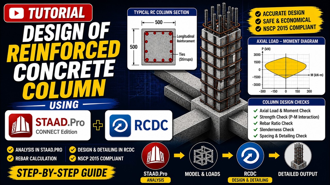 Stepped Rcc Column Design Example Column Design Tutorial | Reinforced Concrete Column using STAAD.PRO ...