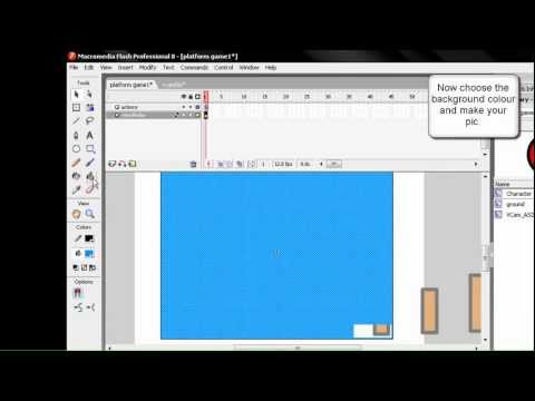 Making a platform game in flash 8 Part 2(AS2)V-Cam(Screenfollower)