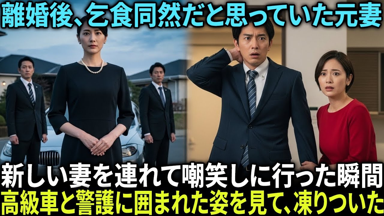 離婚後、ボロボロで生きているはずの元妻――新しい妻を連れて嘲笑しに行った瞬間、高級車に護衛される姿を見て、私はその場で凍りついた。