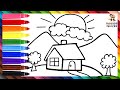 Cómo Dibujar Un Paisaje 🏠🌳🌄 Dibuja y Colorea Un Paisaje Muy Fácil 🌈 Dibujos Para Niños