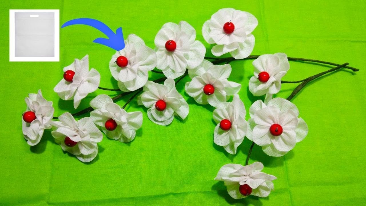 How to Make Shopping Bag Flowers for Room Decoration Making Easy