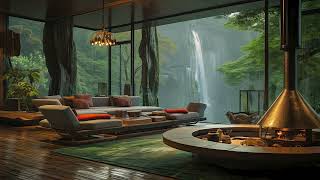 Cozy Room Ambience : Relax With Waterfall And Fire Sound | ASMR for Healing Insomnia, Reduce Stress