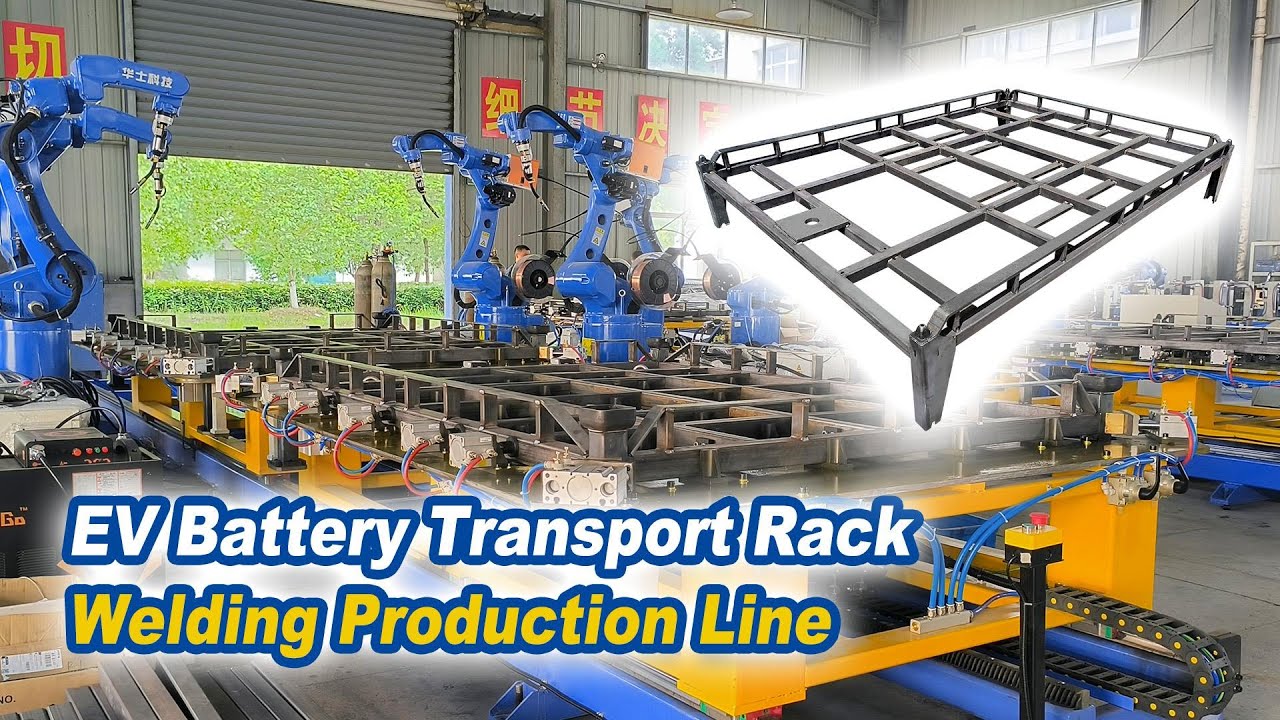 EV Battery Transport Rack Welding Production Line Bed frame welding ...