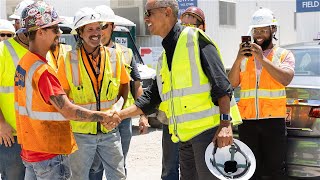 President Obama drops by the Obama Presidential Center construction site