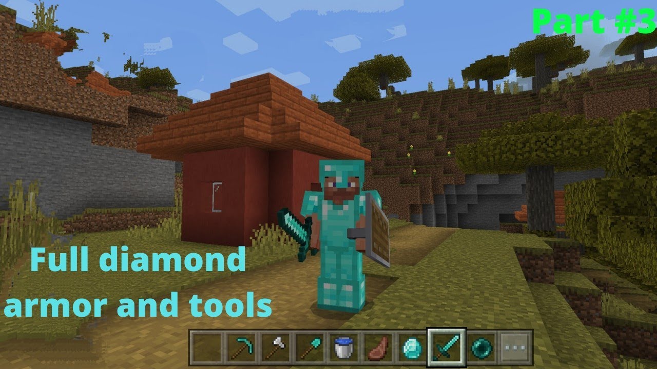 I made full diamond armor and tools||Survival series part #3||MCPE ...