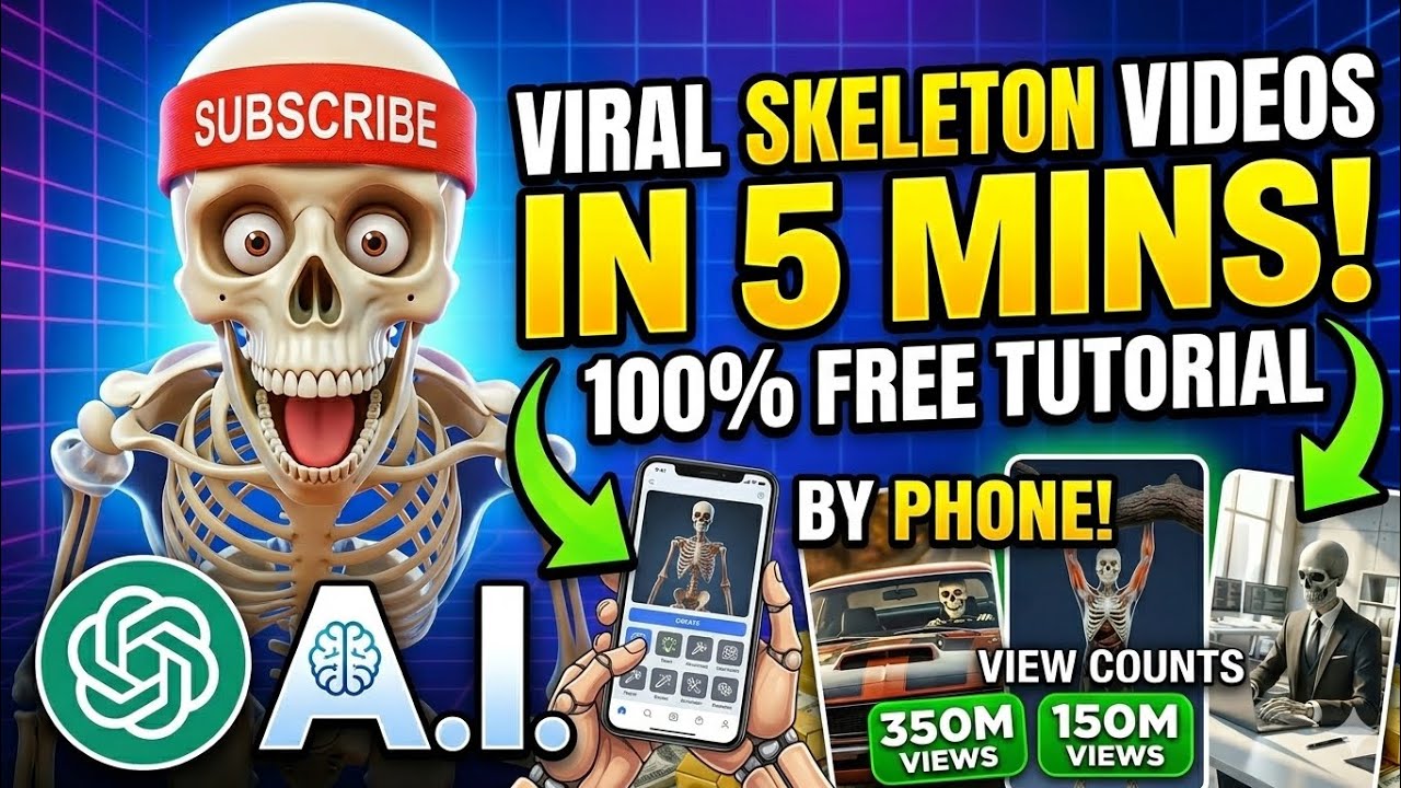 How to create viral AI skeleton videos 😲⁉️😳#viral #video #viralvideos ...