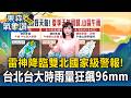 雷神降臨雙北急發國家級警報！台北台大時雨量狂飆96mm 端午連假高溫熱浪回歸【東森氣象讚】