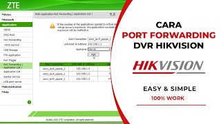 Cara Setting Port Forwarding DVR Hikvision Pada Modem Indihome ZTE F609