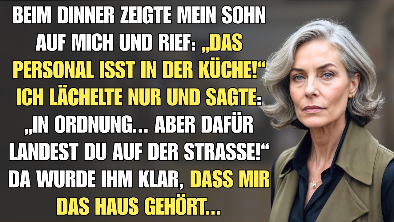 Vor meinen Gästen, bei meinem eigenen Abendessen, zeigte mein Sohn mit dem Finger auf mich und rief: „Das Personal ist in der Küche.“ Zwei Jahre hatte ich ihn und seine Frau bei mir wohnen lassen,...