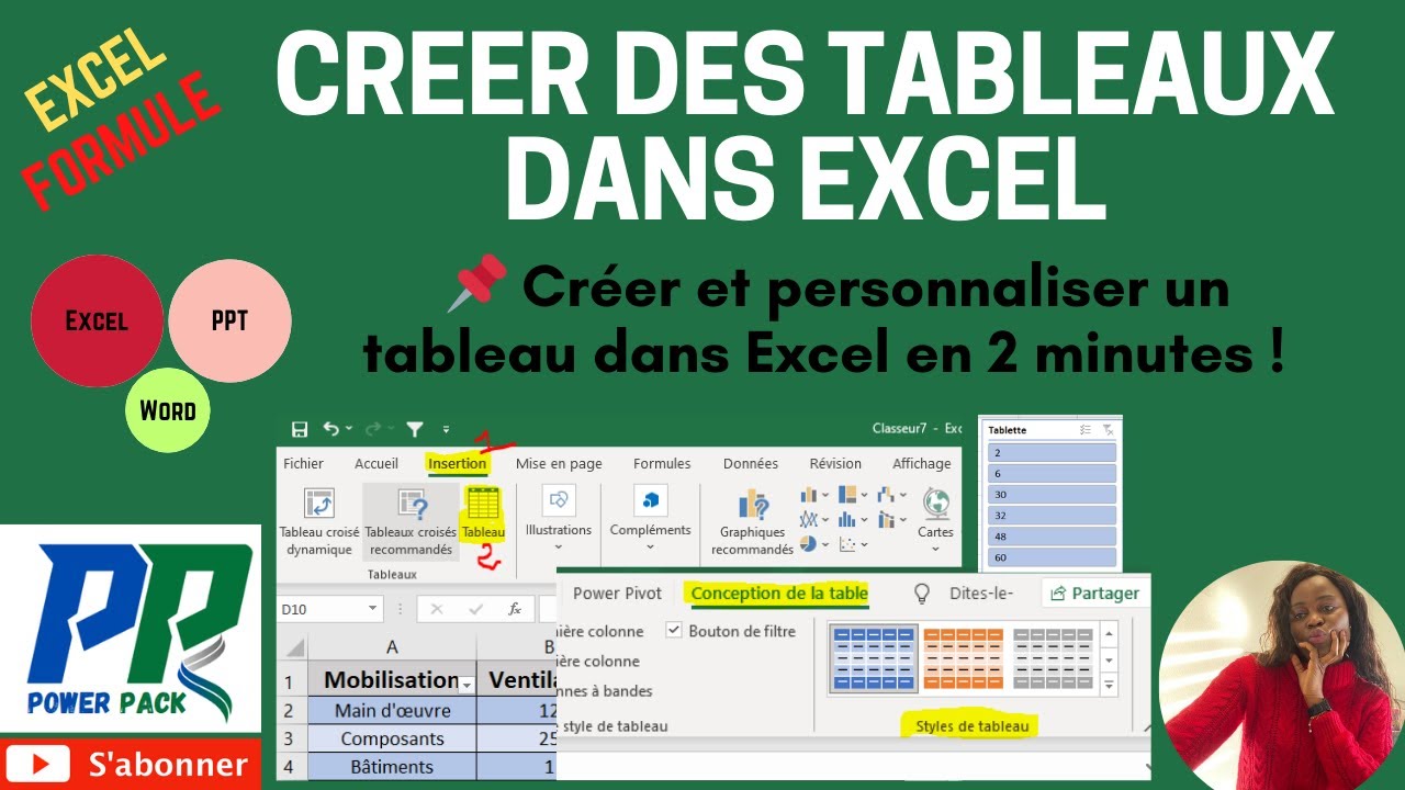 Excel : Créer et personnaliser un tableau dans Excel en 2 minutes ...