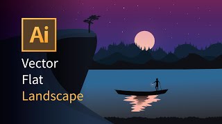 Adobe Illustrator CC Tutorials -Beautiful  Landscape Vector Illustration