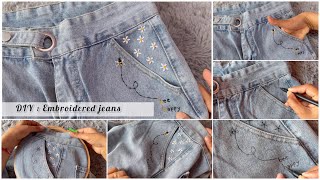Diy Embroidery On Jeans How To Embroider Jeans