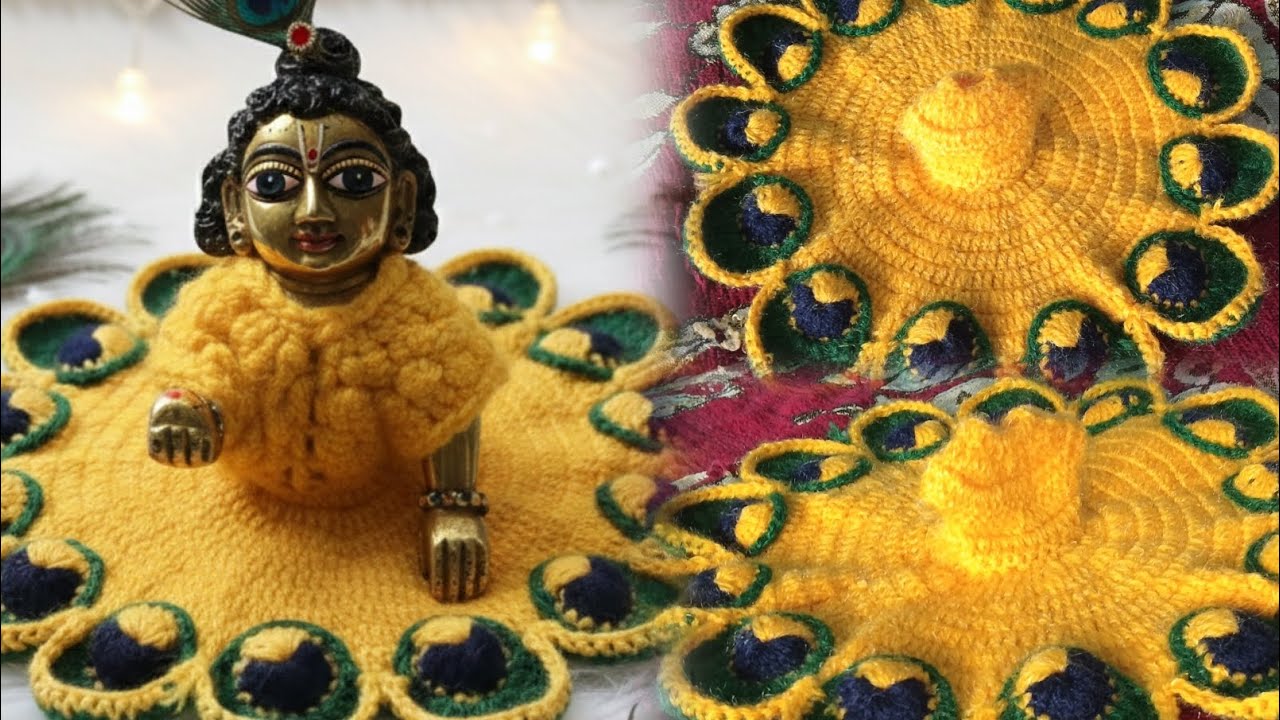 Latest mor pankh design laddu gopal winter crochet dress|| Simple dress ko sundar kaise bnaye||