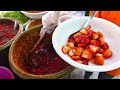 Mouth-watering Video ! Spicy Strawberry, Marian Plum, Mango Salad | Cambodian Popular Fruit Salad