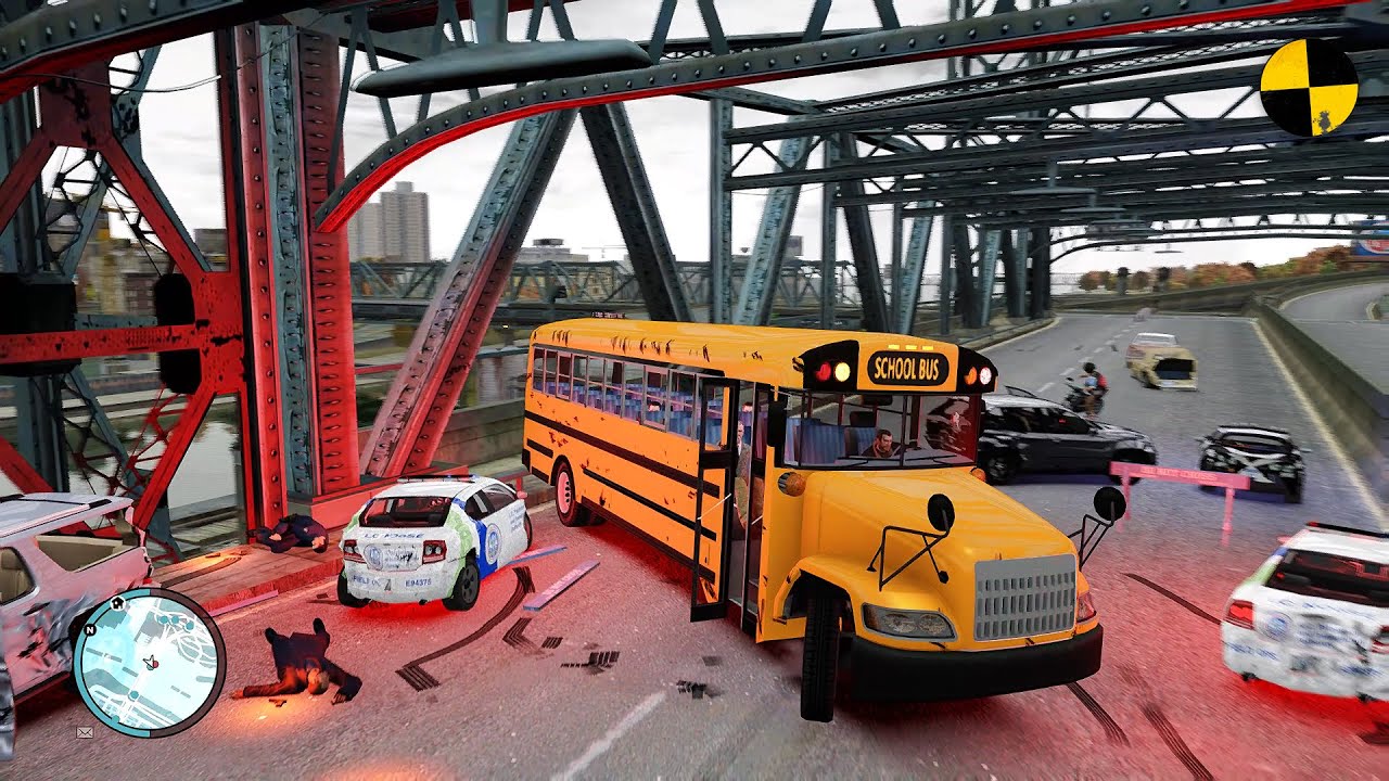 GTA 4 Crazy School Bus Crashes Ep.15