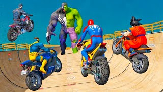 NOVO DESAFIO de MOTOS COM HOMEM ARANHA E AMIGOS HERÓIS vs HULK/VENOM - GTA V