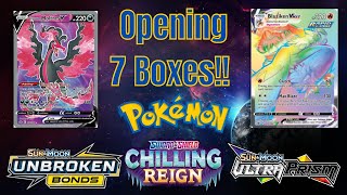 HUGE 7 Box Pokemon Chilling Reign, Ultra Prism & Unbroken Bonds Booster Box Mixer for Chris G