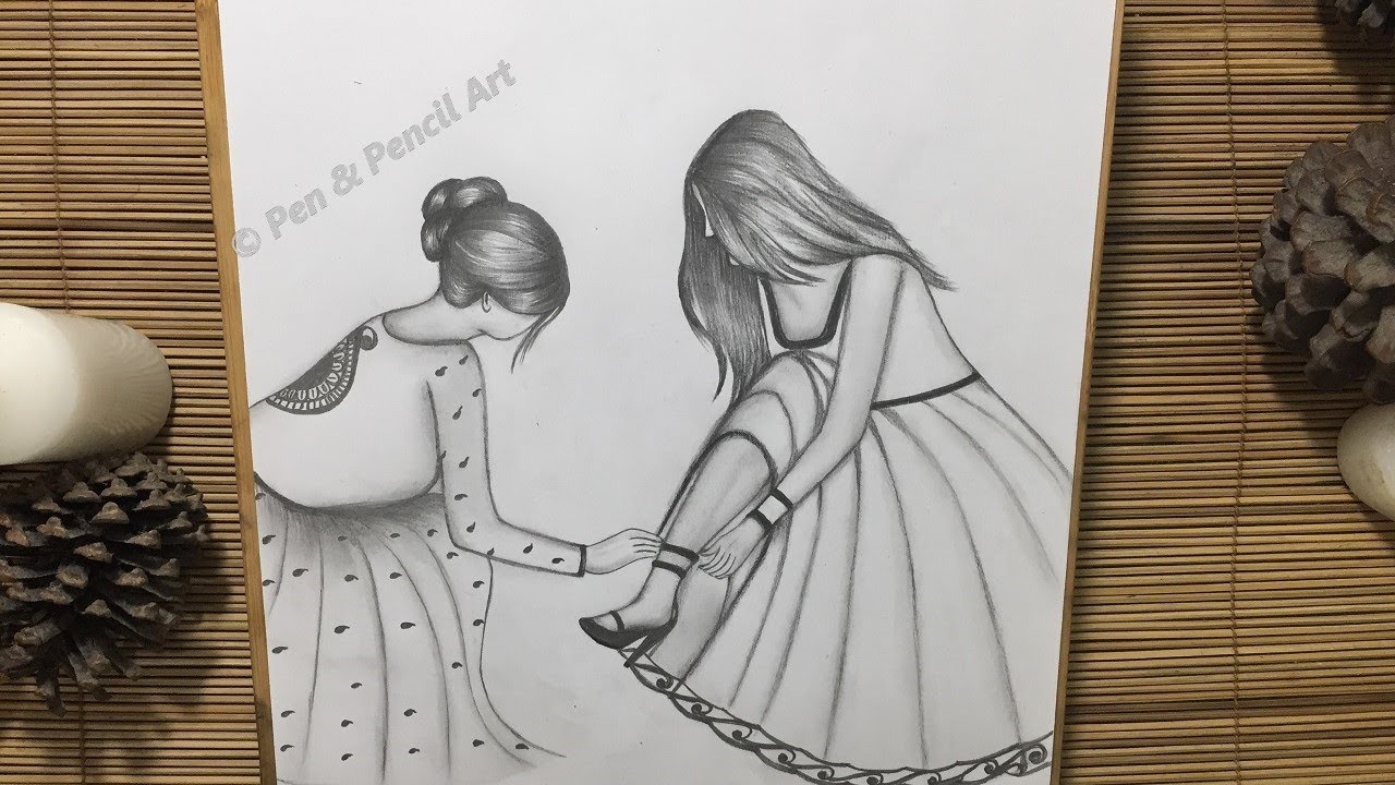 Friendship Day Drawing How to Draw A Best Friends Beautiful Girl
