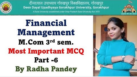 Financial management Most Important MCQ part -6 M.com 3rd semester DDU University