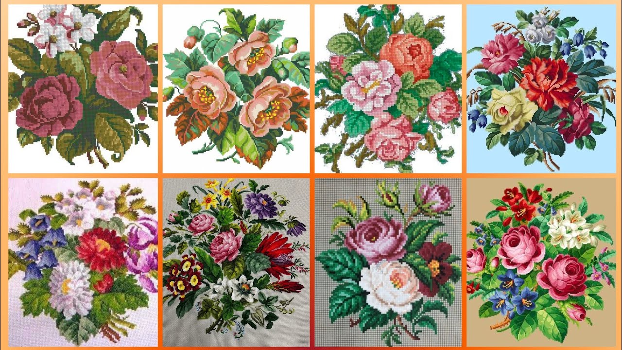 Top 100+ Amazing and Elegant Floral Cross stitch patterns || Charsuti Kerhai Ideas For Everything||