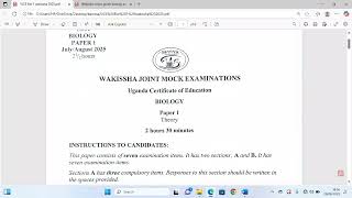 wakissha mock biology paper 1 proposed guide