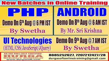 New Batches in Online Training @ DURGASOFT