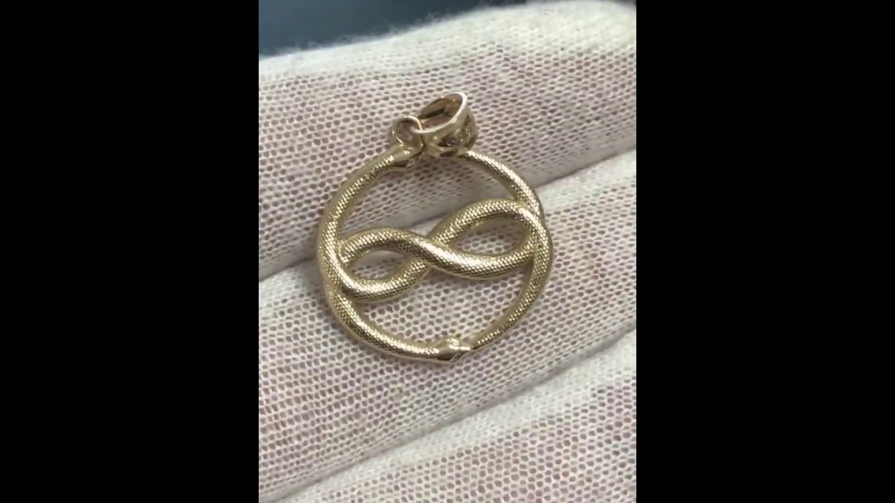 Details about   10K Yellow Gold Double Ouroboros Infinity Snakes Pendant Necklace