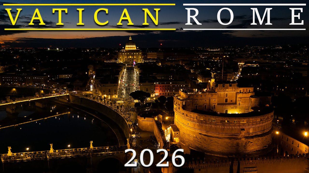 Vatican and Castel Holy Angel Rome drone footage 2026