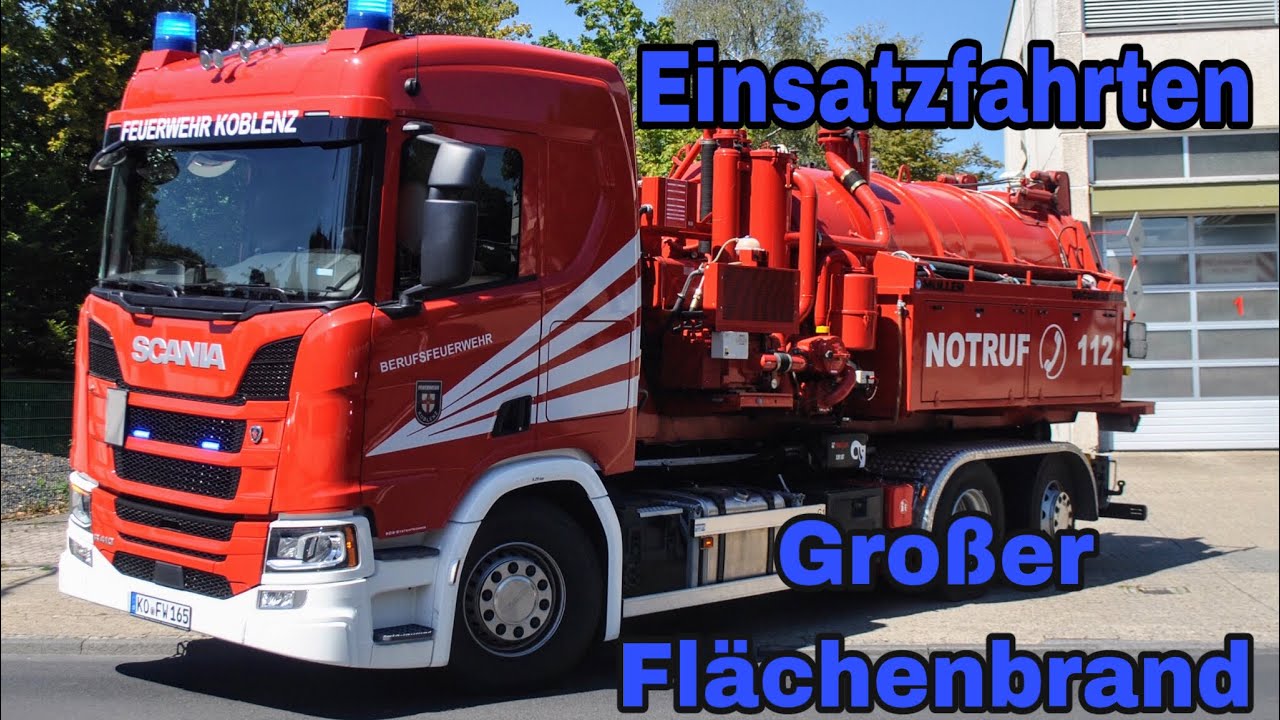 Einsatzfahrten zum Großen Feldbrand in Koblenz + Löschzug BF mit LF 8/6 der FF Karthause am 31.07.20