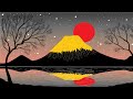 How to draw A simple Scenery volcano on Ms Paint |Paint Drawing | Draw on computer paint