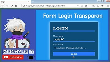 Membuat Halaman Login Transparan dengan html dan css (Transparent Login Form wit html css) 2021