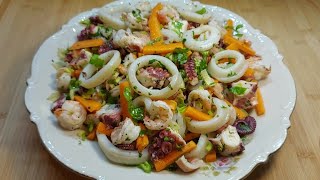 سلطة فواكه البحر بطريقة المطاعم الإيطالية سهلة التحضير ?insalata di mare facile da  fare