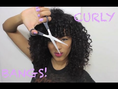 Cutting Curly Bangs ♥ Dry Cutting Method | SunKissAlba - YouTube