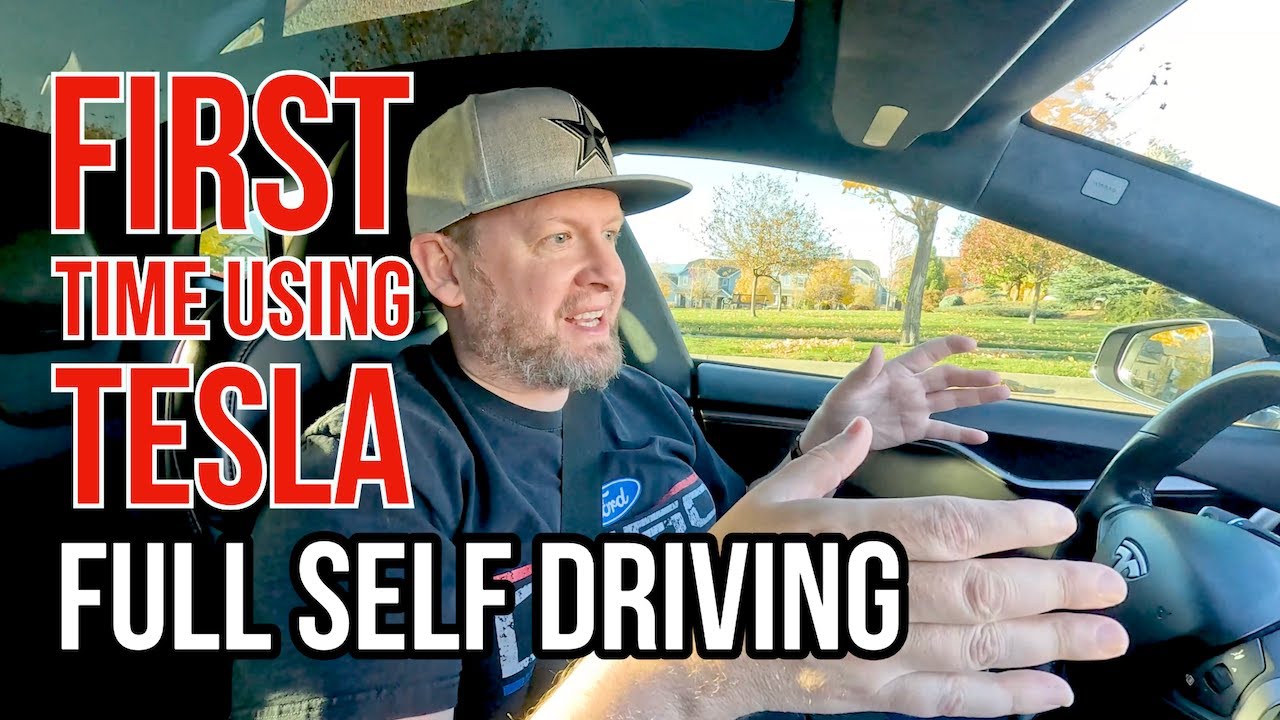 😬Впервые с Tesla FSD (полностью автономное вождение) 🫣Напоминает мне, как я учил своих подростков...