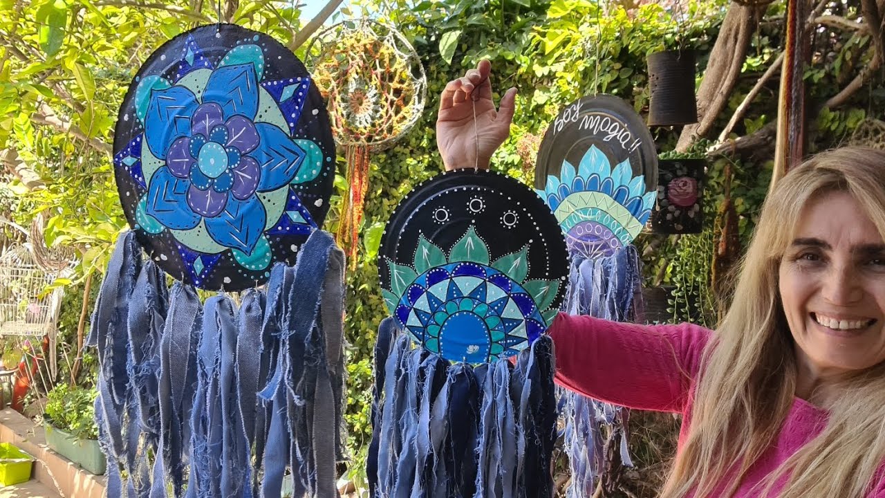 Мандалы, сделанные из консервных банок и джинсов♻️